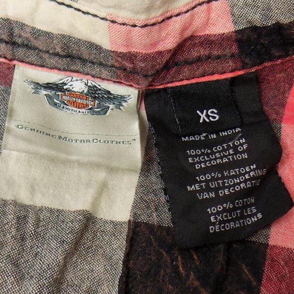 Harley Davidson Plaid Snap Front Short Sleeve XS - Picture 8 of 10